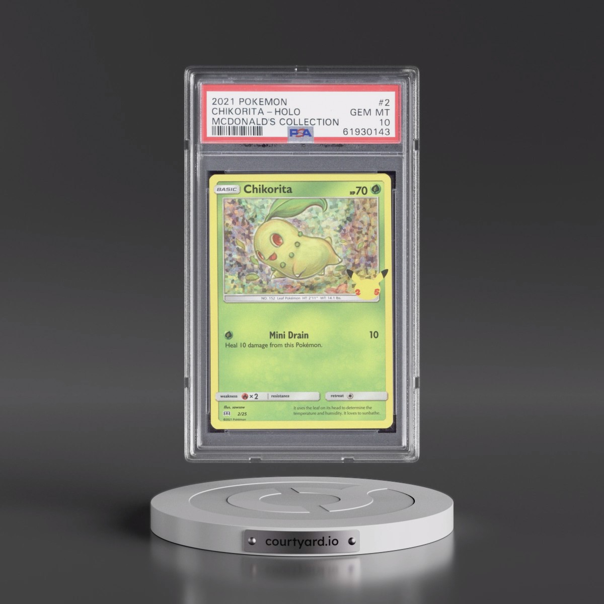 2021 Pokémon Mcdonald's Collection #2 Chikorita - Holo (PSA 10 GEM MINT)