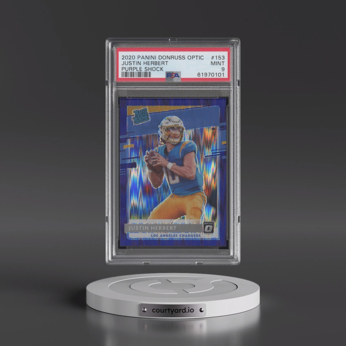 2020 Panini Donruss Optic #153 Justin Herbert - Purple Shock (PSA 9 MINT)