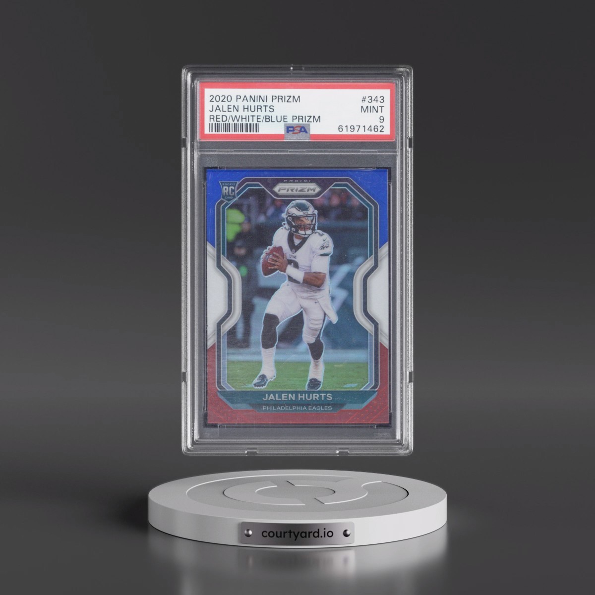 2020 Panini Prizm #343 Jalen Hurts - Red/White/Blue Prizm (PSA 9 MINT)