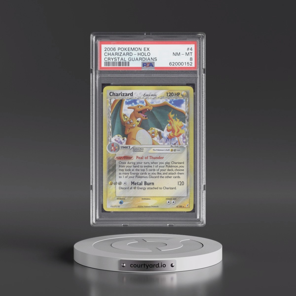 2006 Pokémon EX Crystal Guardians #4 Charizard - Holo (PSA 8 NM-MT)