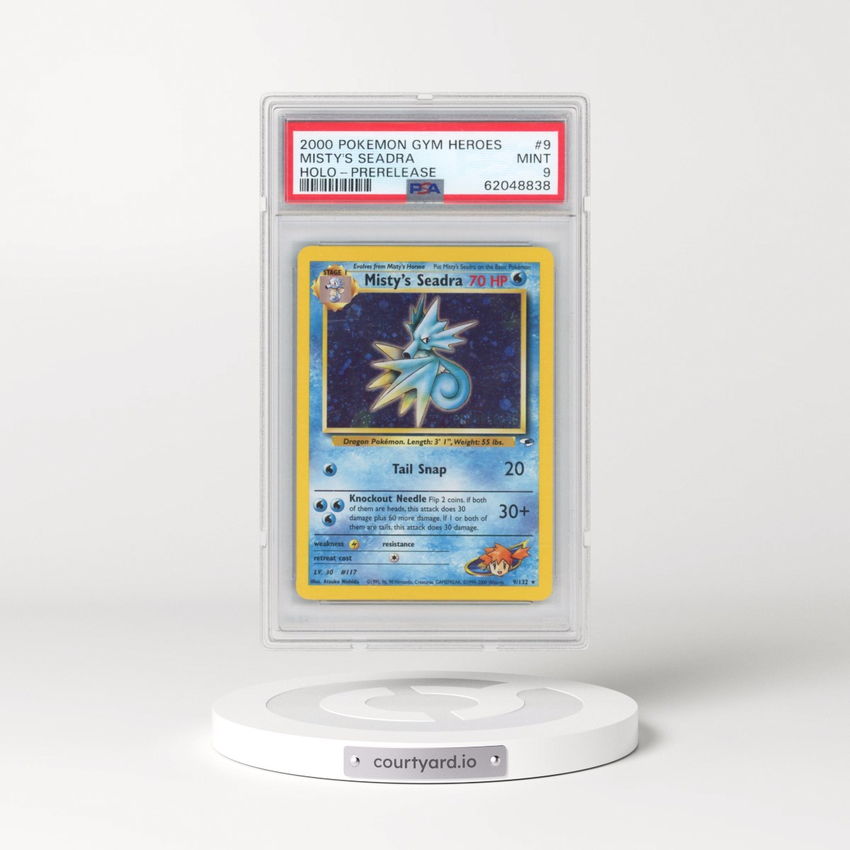 2000 Pokémon Gym Heroes #9 Misty's Seadra - Holo-Prerelease (PSA 9 MINT)