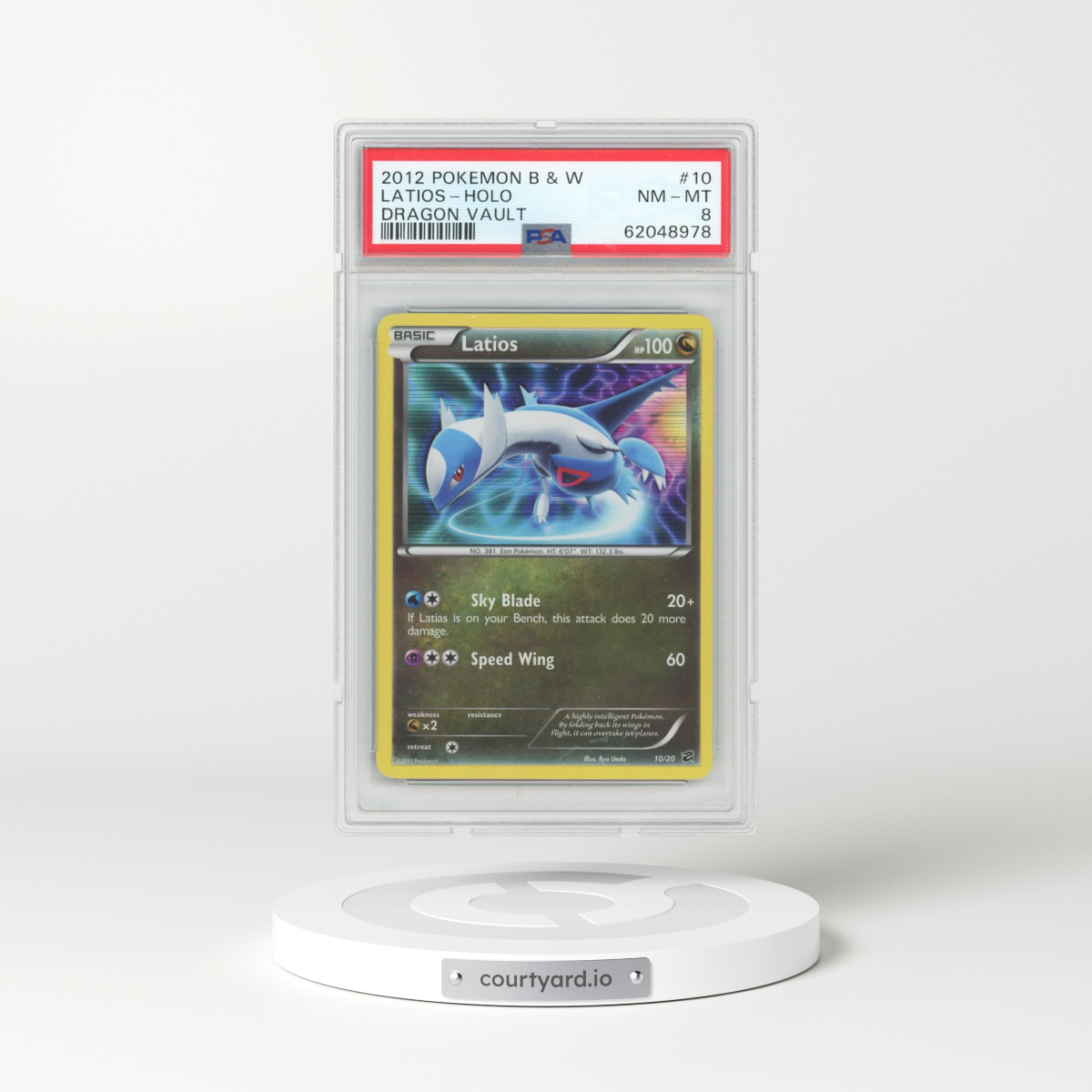 2012 Pokémon Black & White Dragon Vault #10 Latios - Holo (PSA 8 NM-MT)