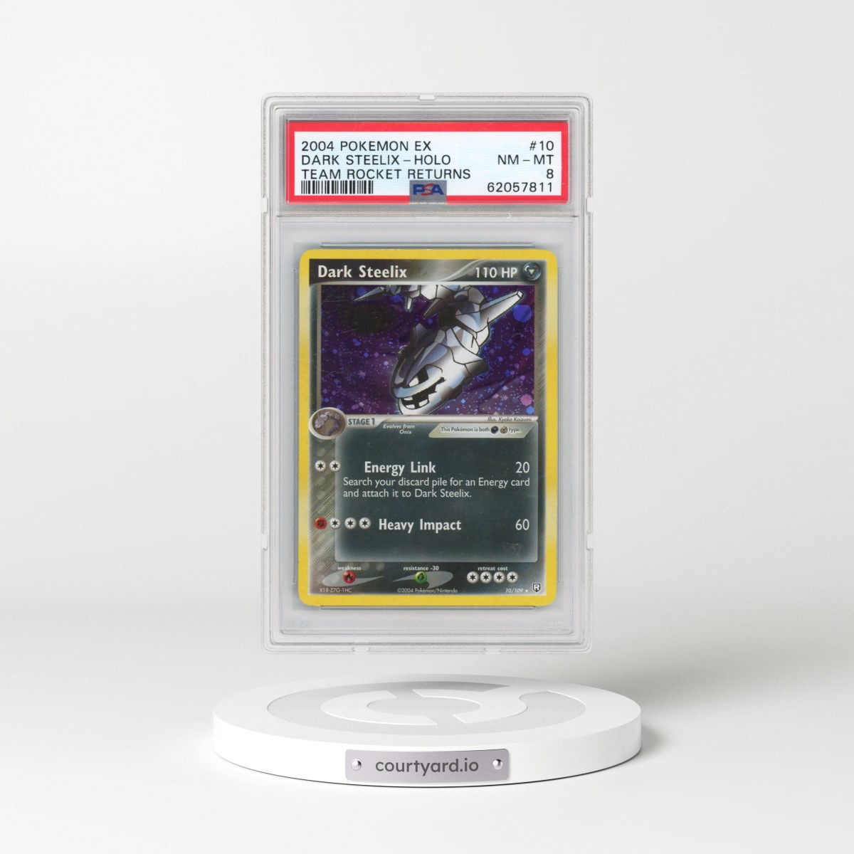 2004 Pokémon EX Team Rocket Returns #10 Dark Steelix - Holo (PSA 8 NM-MT)