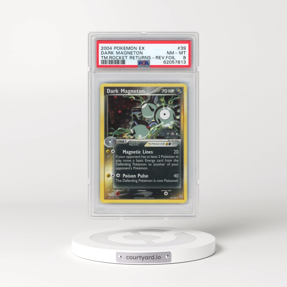 2004 Pokémon EX Team Rocket Returns #39 Dark Magneton - Reverse Foil (PSA 8 NM-MT)