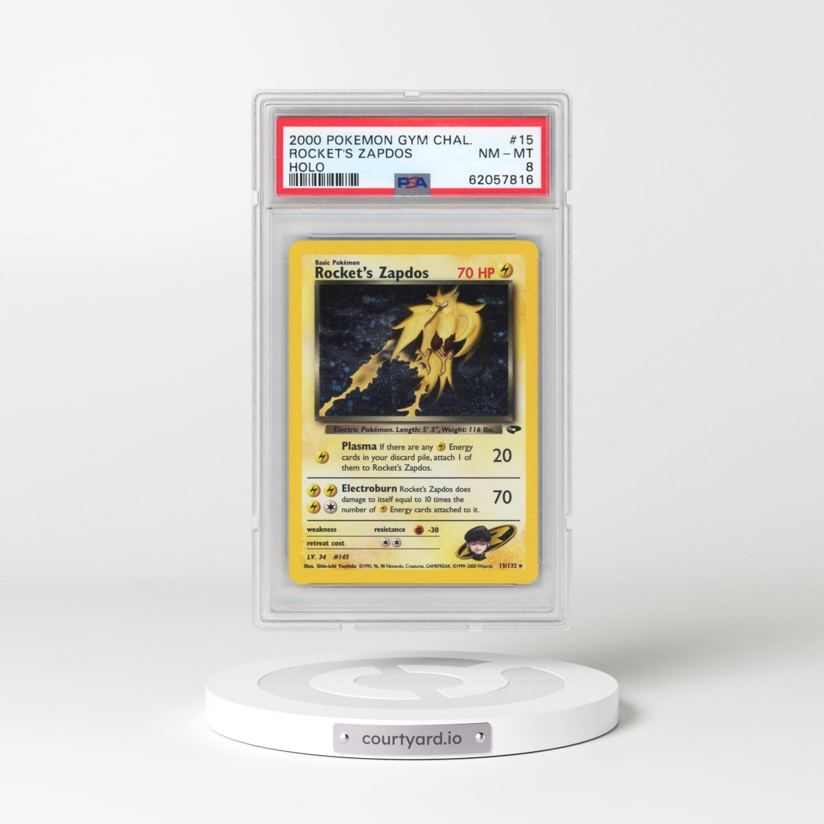 2000 Pokémon Gym Challenge #15 Rocket's Zapdos - Holo (PSA 8 NM-MT)