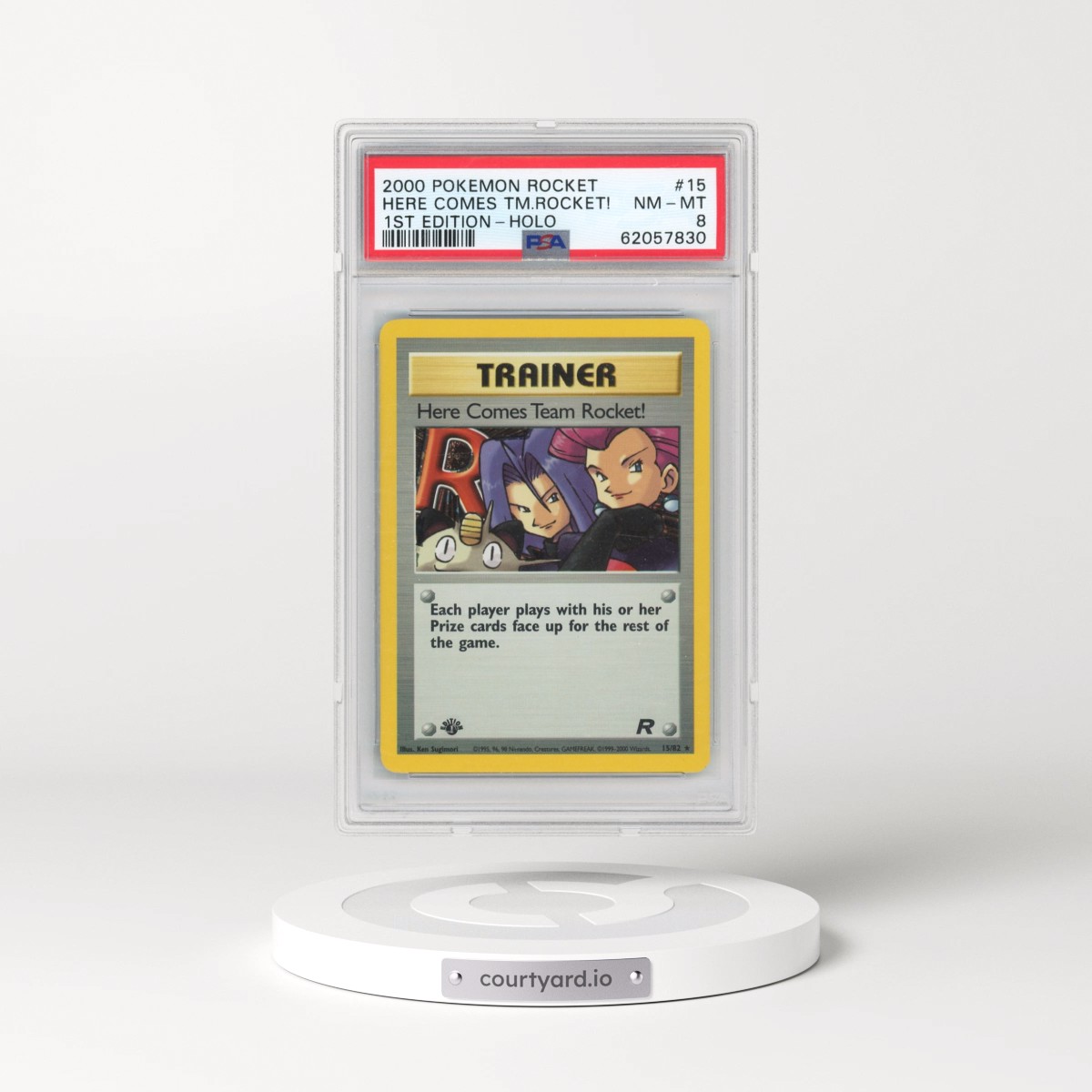 2000 Pokémon Rocket #15 Here Comes Team Rocket! - 1st Edition Holo (PSA 8 NM-MT)