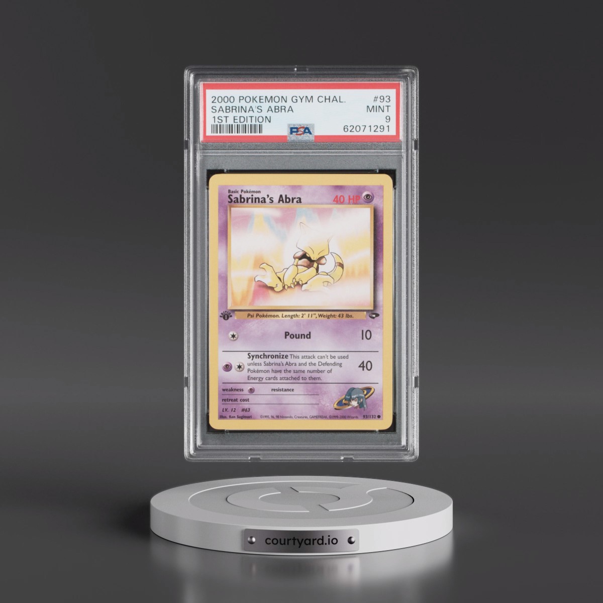 2000 Pokémon Gym Challenge #93 Sabrina's Abra - 1st Edition (PSA 9 MINT)