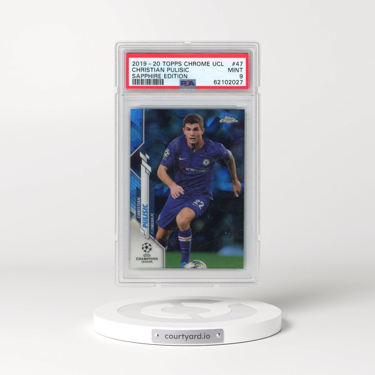 2019 Topps Chrome UEFA Champions League Sapphire Edition Christian Pulisic #47 PSA 9