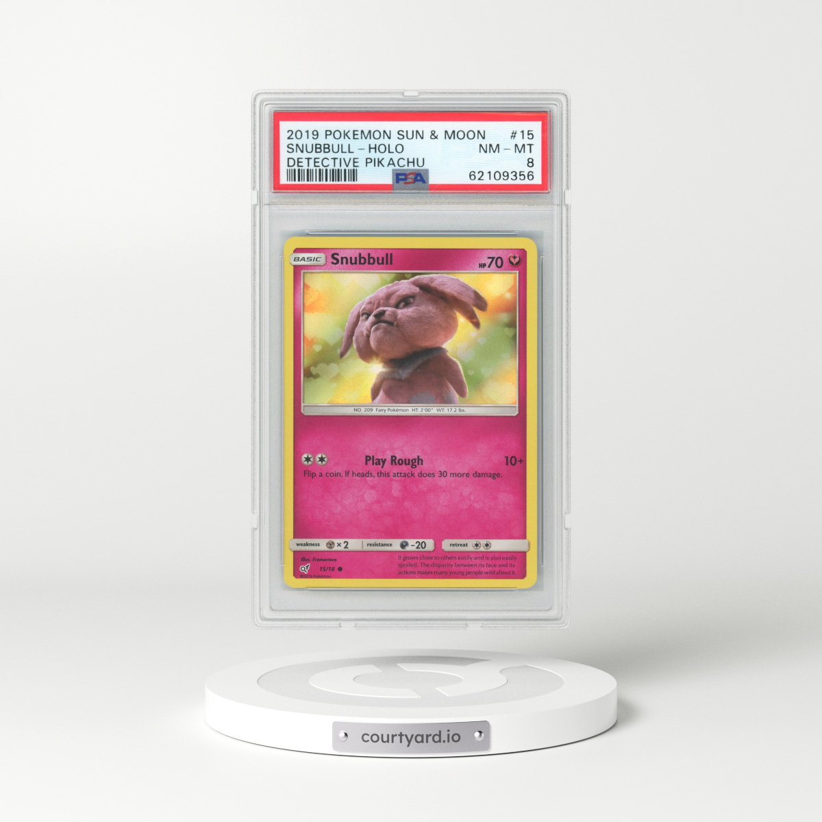 2019 Detective Pikachu #15 Snubbull - Holo (PSA 8 NM-MT)