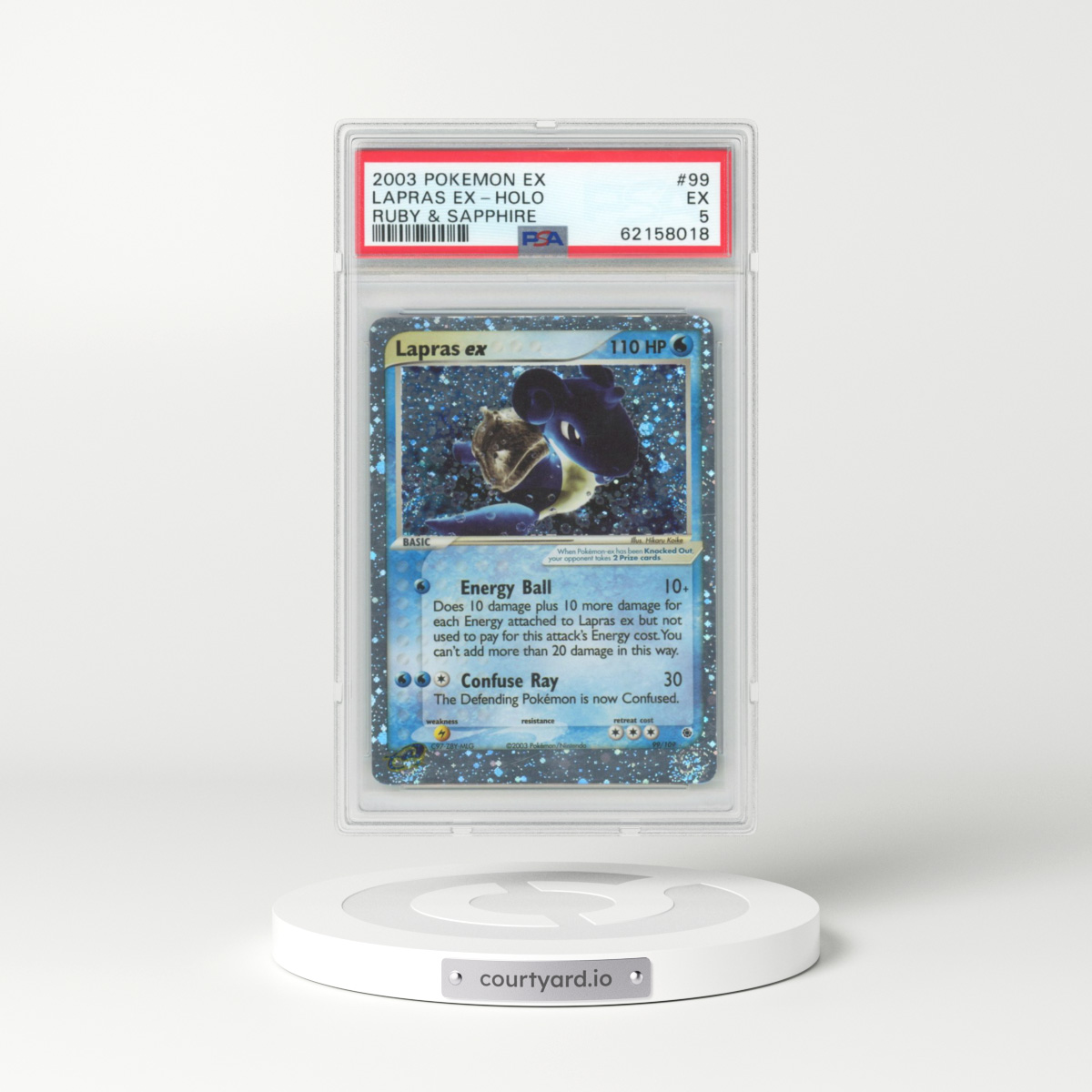 2003 EX Ruby & Sapphire (2003 Copyright, w/ "e" Symbol) #99 Lapras ex (PSA 5 EX)