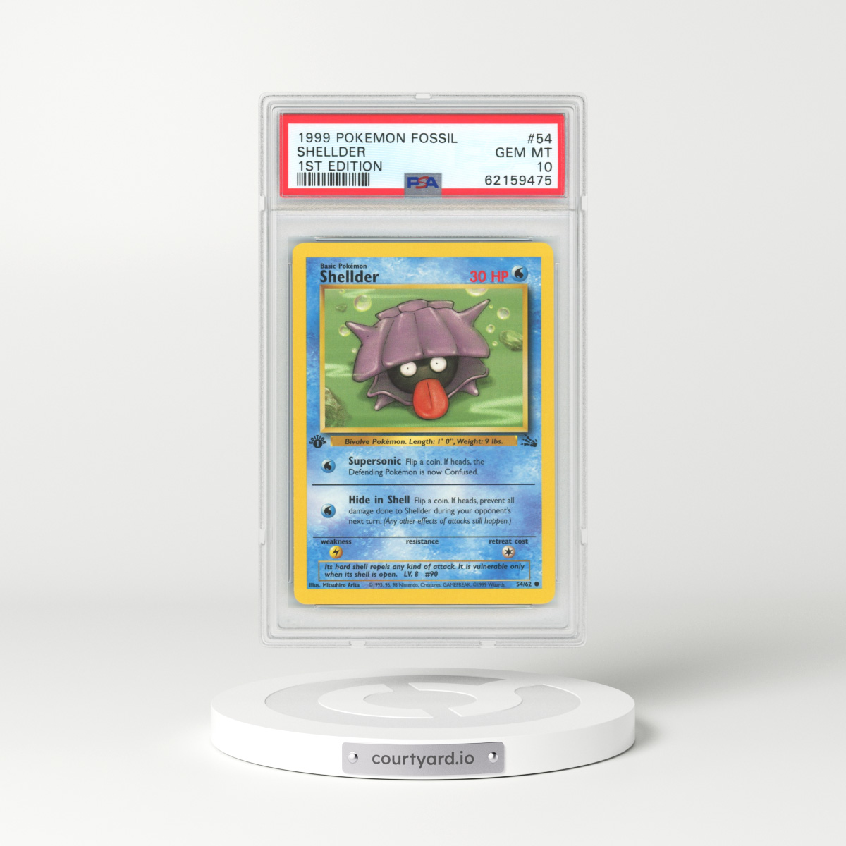 1999 Fossil #54 Shellder - 1st Edition (PSA 10 GEM MINT)