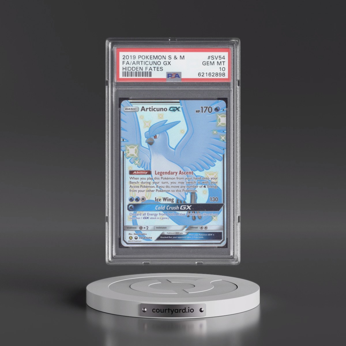 2019 Pokémon Sun & Moon Hidden Fates #SV54 Articuno GX - Holo Full Art (PSA 10 GEM MINT)