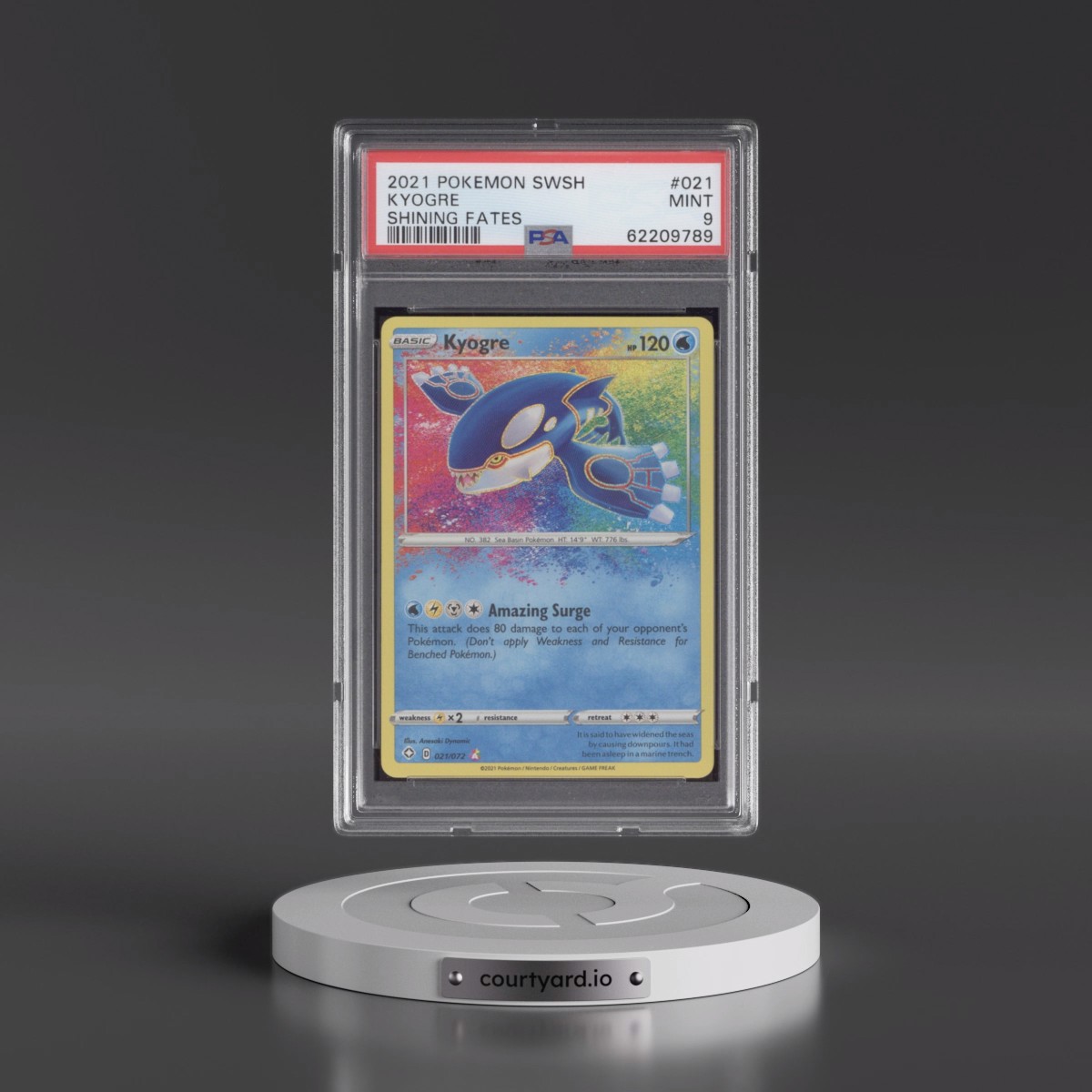 2021 Pokémon Sword & Shield Shining Fates #021 Kyogre (PSA 9 MINT)