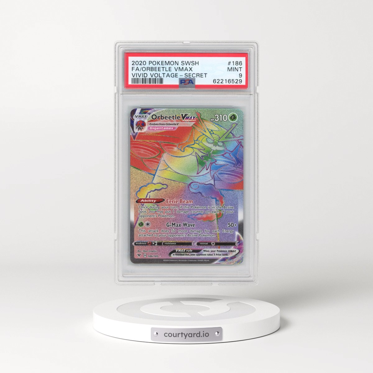 2020 Pokémon Sword & Shield Vivid Voltage #186 Orbeetle Vmax - Full Art Secret (PSA 9 MINT)