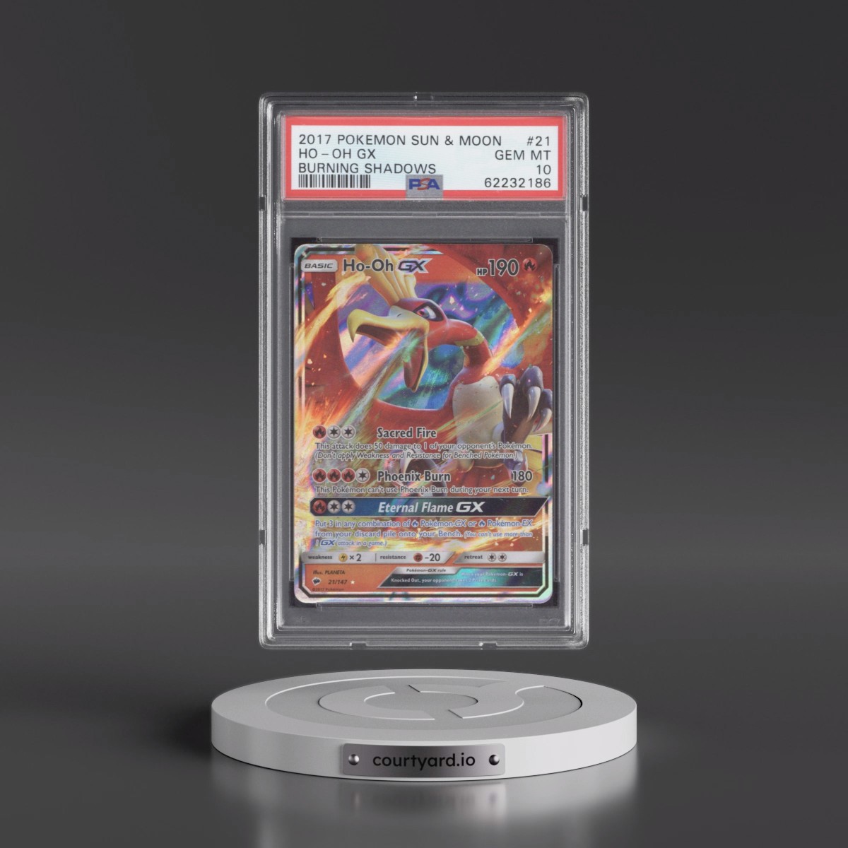 2017 Pokémon Sun & Moon Burning Shadows #21 HO-Oh GX - Holo (PSA 10 GEM MINT)