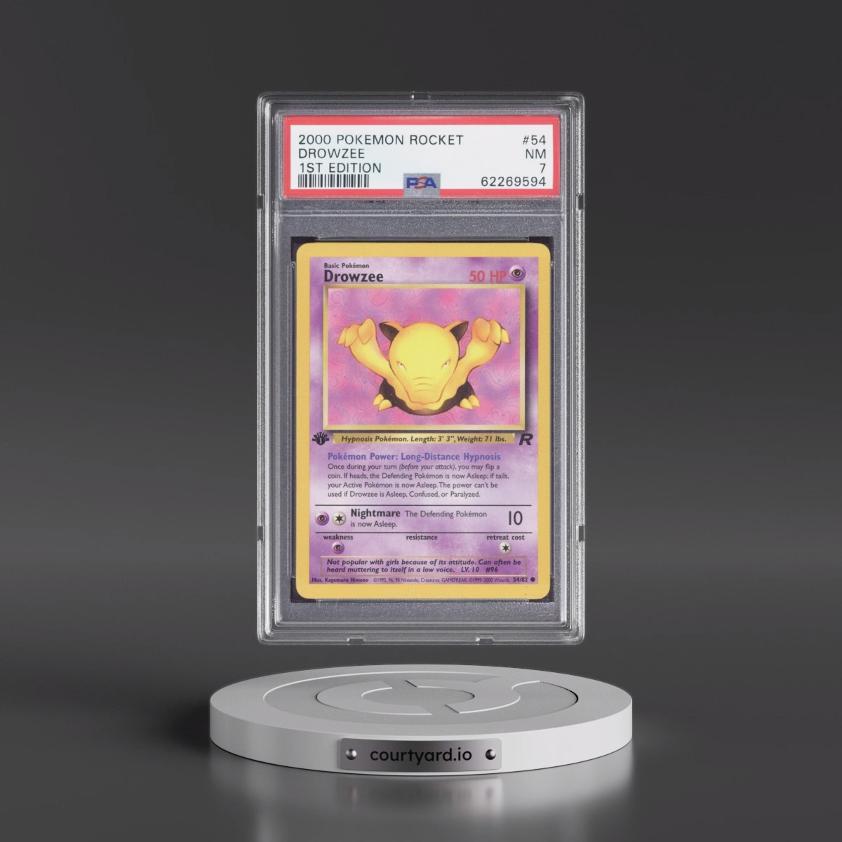2000 Pokémon Rocket #54 Drowzee - 1st Edition (PSA 7 NM)