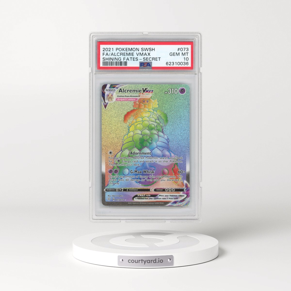 2021 Pokémon Sword & Shield Shining Fates #073 Alcremie Vmax - Full Art Secret (PSA 10 GEM MINT)