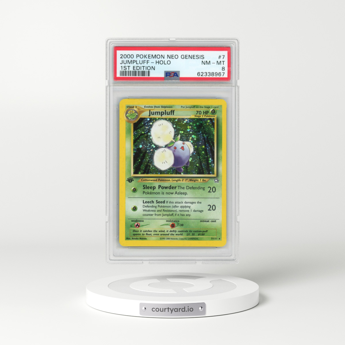 2000 Pokémon Neo Genesis #7 Jumpluff - 1st Edition Holo (PSA 8 NM-MT)