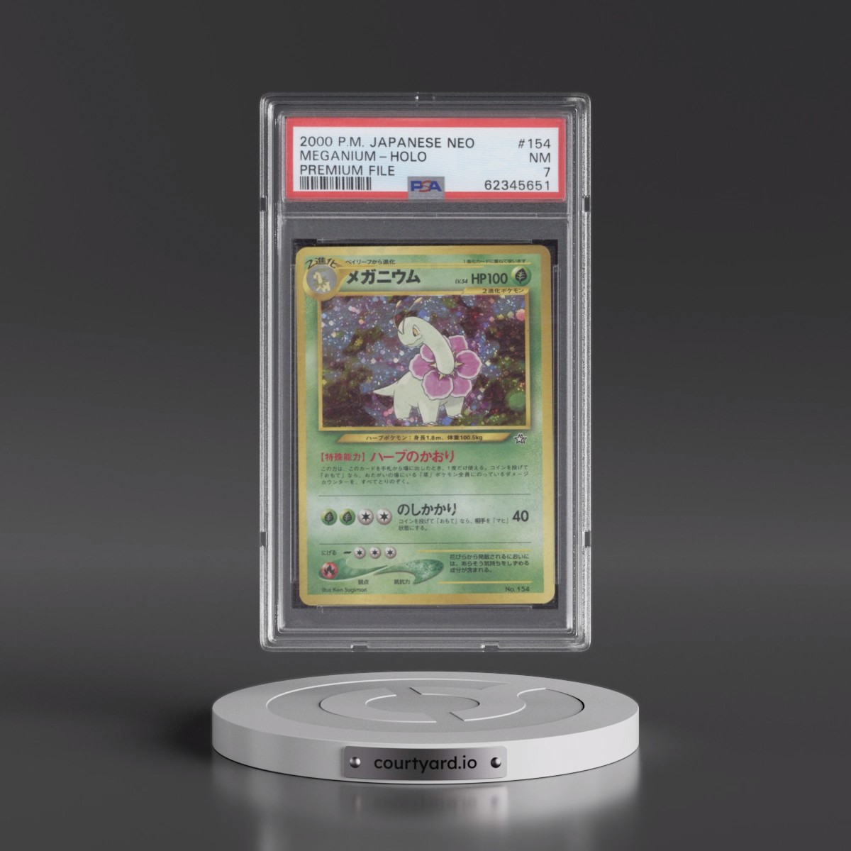 1999 Pokémon Neo Promo Meganium - Holo Premium File #154 PSA 7
