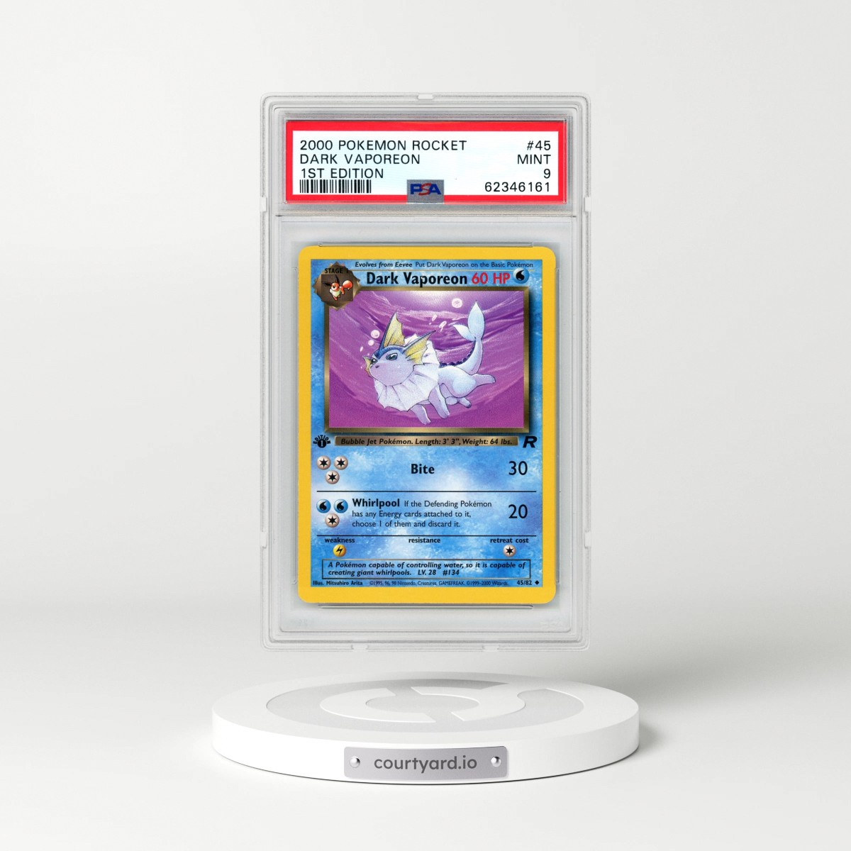 2000 Pokémon Rocket #45 Dark Vaporeon - 1st Edition (PSA 9 MINT)