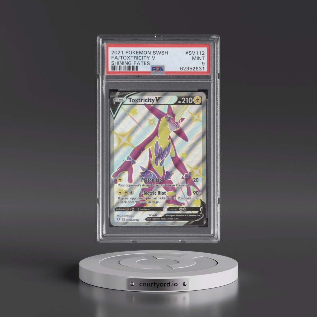 2021 Pokémon Sword & Shield Shining Fates #SV112 Toxtricity V - Holo Full Art (PSA 9 MINT)