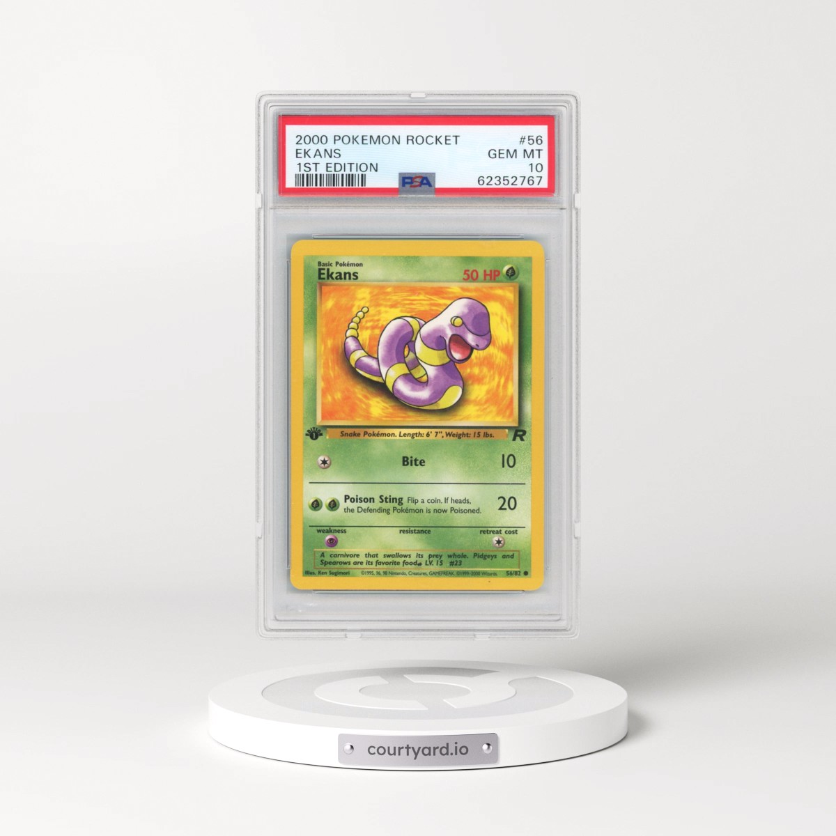 2000 Pokémon Rocket #56 Ekans - 1st Edition (PSA 10 GEM MINT)
