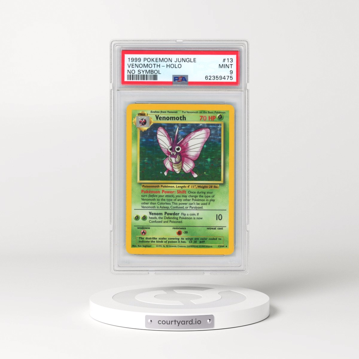 1999 Pokémon Jungle #13 Venomoth - Holo No Symbol (PSA 9 MINT)