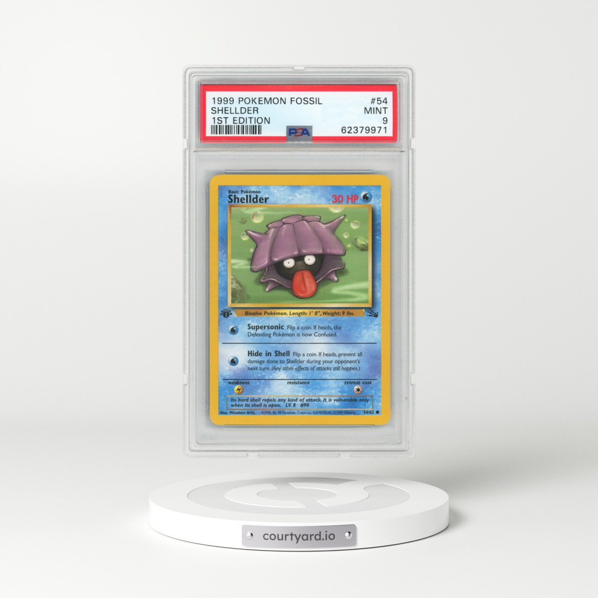 1999 Pokémon Fossil #54 Shellder - 1st Edition (PSA 9 MINT)