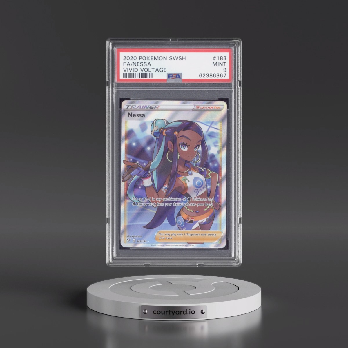 2020 Pokémon Sword & Shield Vivid Voltage #183 Nessa - Full Art (PSA 9 MINT)