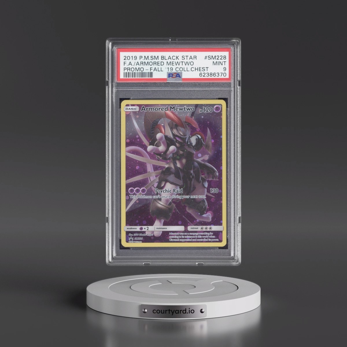 2019 Pokémon SM Black Star Promo Armored Mewtwo - Full Art Fall 2019 Collector Chest #SM228 PSA 9