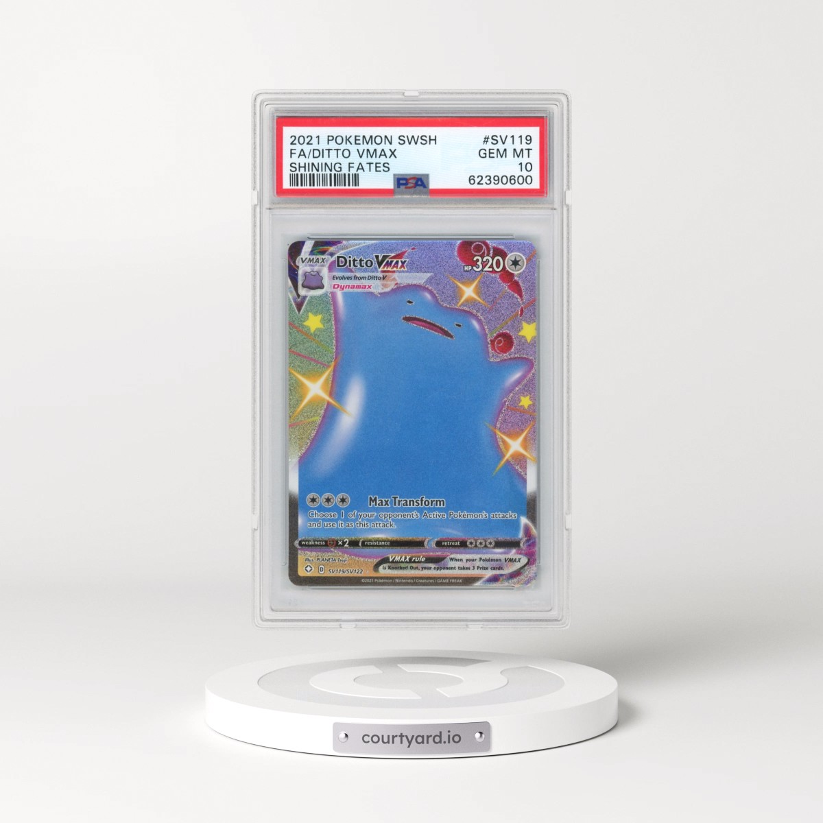 2021 Pokémon Sword & Shield Shining Fates #SV119 Ditto Vmax - Full Art (PSA 10 GEM MINT)
