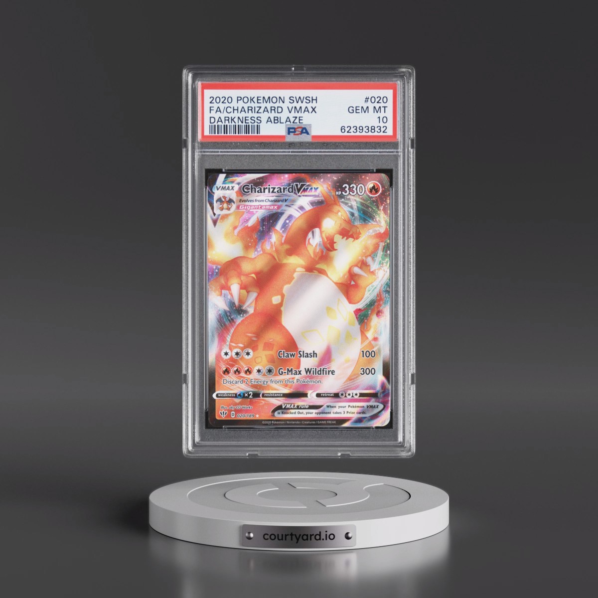 2020 Pokémon Sword & Shield Darkness Ablaze #020 Charizard Vmax - Full Art (PSA 10 GEM MINT)