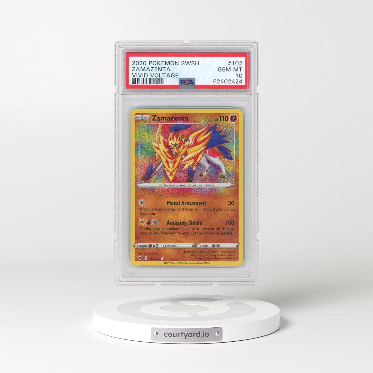 2020 Pokémon Sword & Shield Vivid Voltage #102 Zamazenta (PSA 10 GEM MINT)