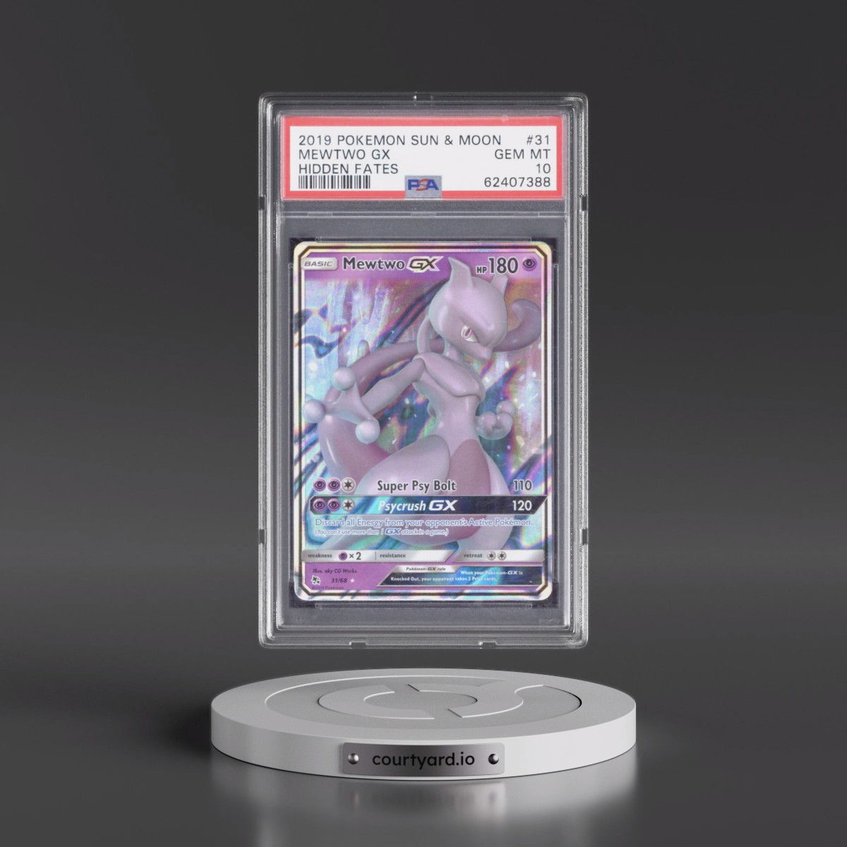 2019 Pokémon Sun & Moon Hidden Fates #31 Mewtwo GX - Holo (PSA 10 GEM MINT)