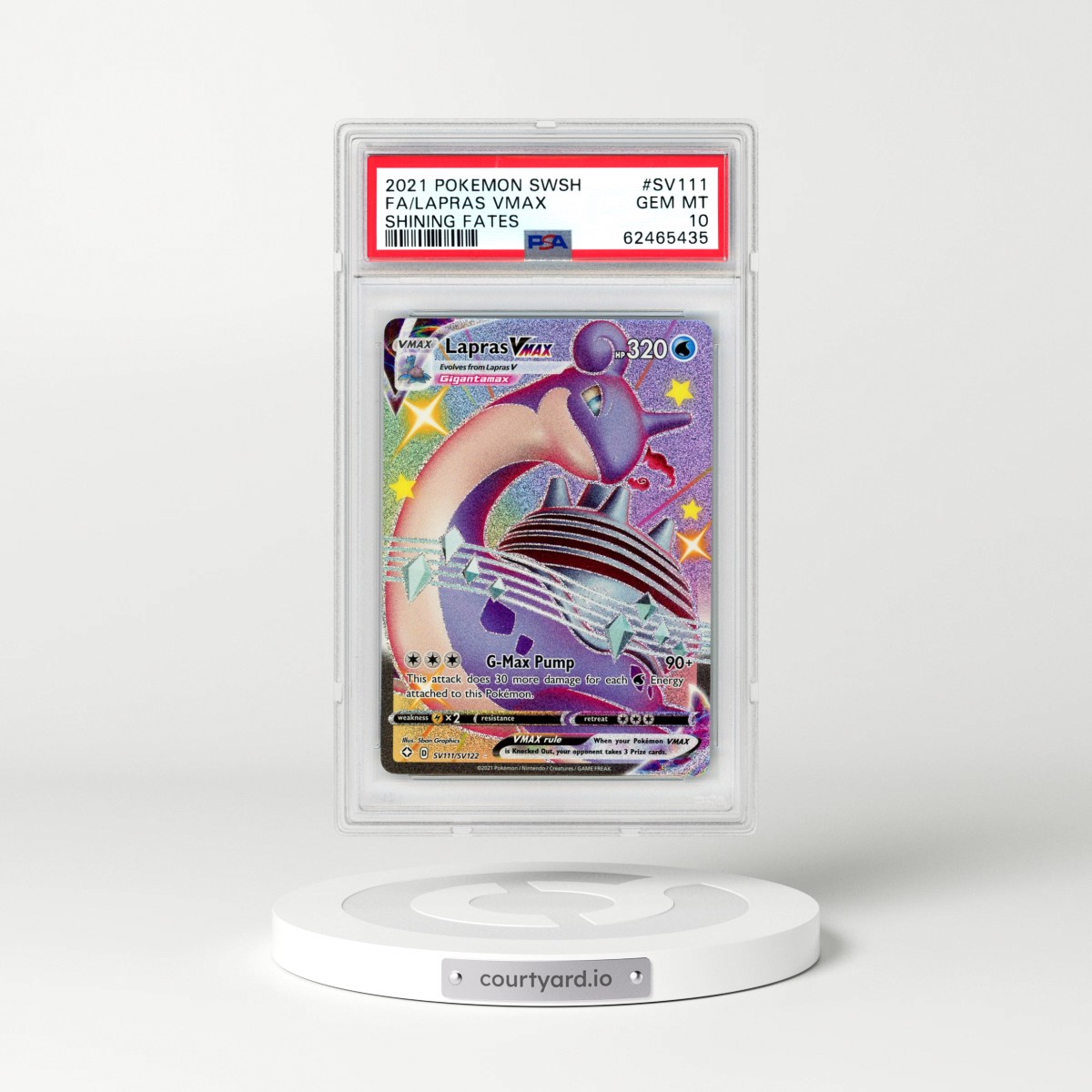 2021 Pokémon Sword & Shield Shining Fates #SV111 Lapras Vmax - Full Art (PSA 10 GEM MINT)