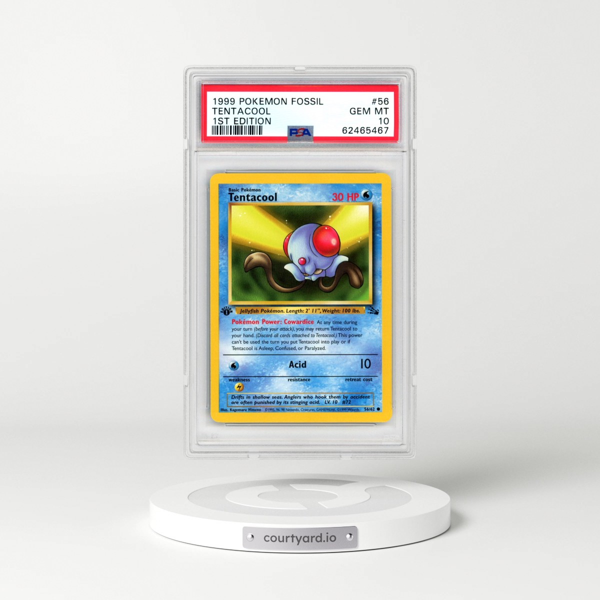 1999 Pokémon Fossil #56 Tentacool - 1st Edition (PSA 10 GEM MINT)