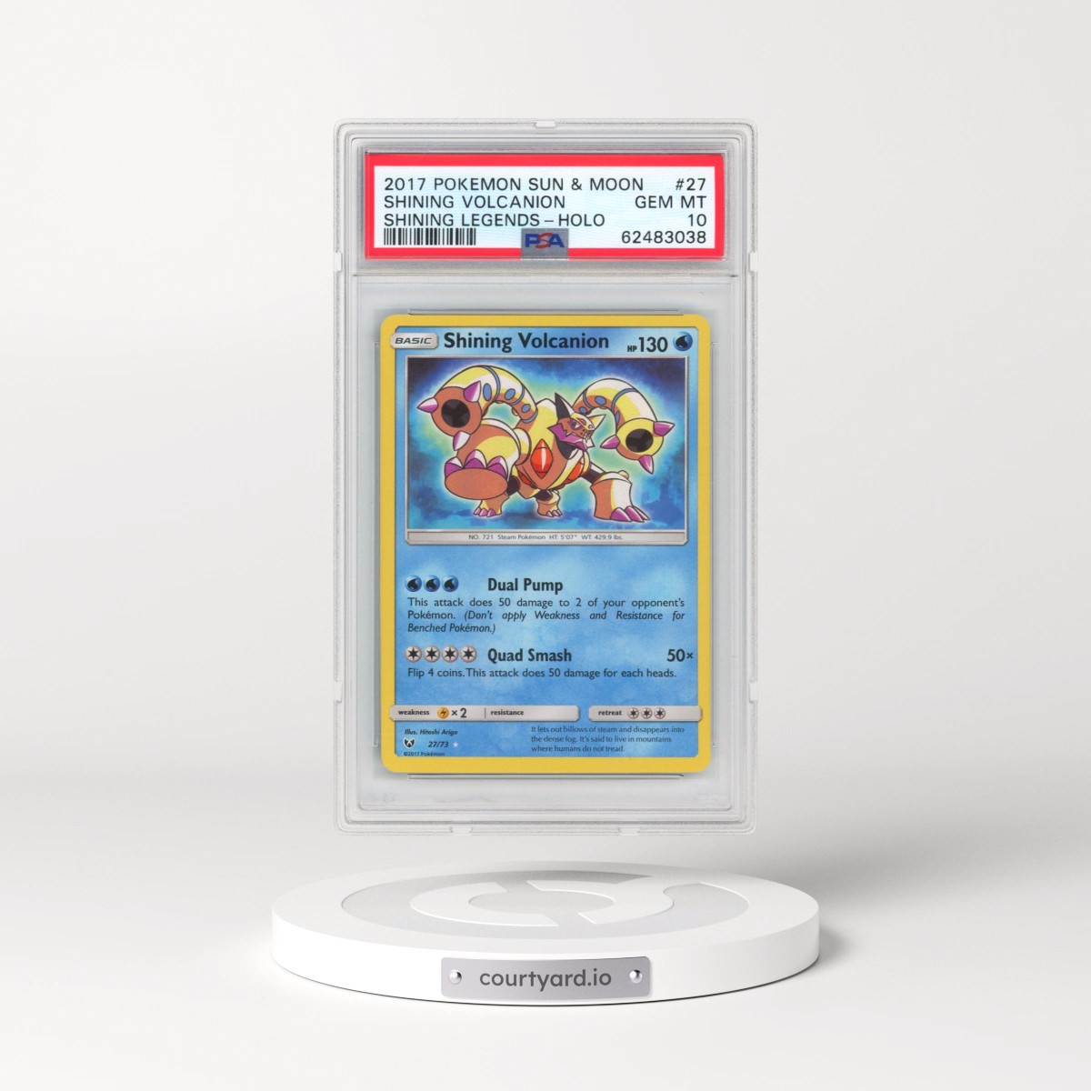 2017 Pokémon Sun & Moon Shining Legends #27 Shining Volcanion - Holo Holo (PSA 10 GEM MINT)