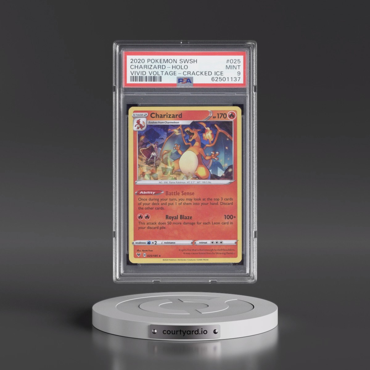 2020 Pokémon Sword & Shield Vivid Voltage Charizard - Holo Cracked Ice #025 PSA 9