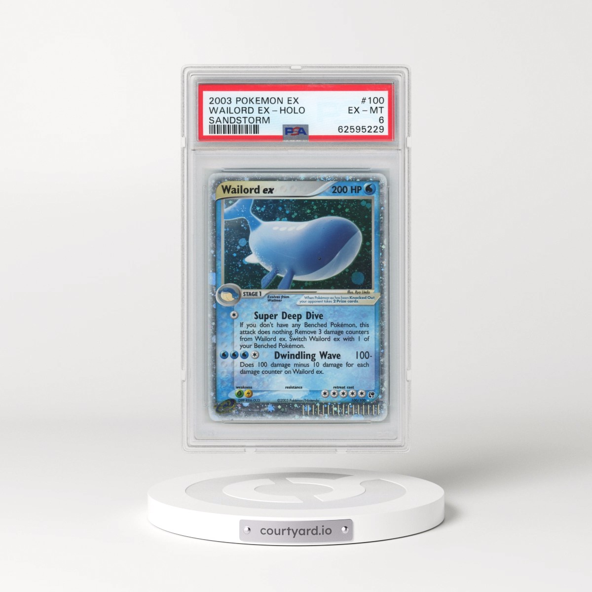 2003 Pokémon EX Sandstorm #100 Wailord EX - Holo Holo (PSA 6 EX-MT)