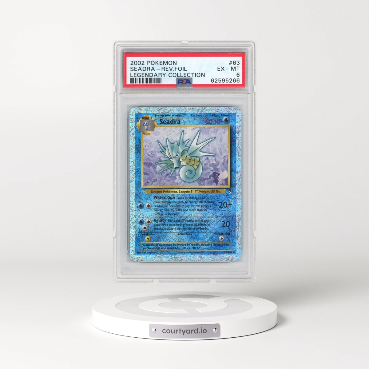 2002 Pokémon Legendary Collection #63 Seadra - Reverse Foil (PSA 6 EX-MT)
