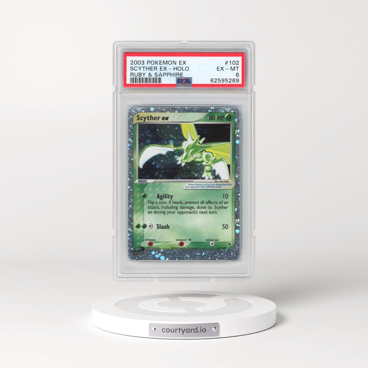 2003 Pokémon EX Ruby & Sapphire #102 Scyther EX - Holo Holo (PSA 6 EX-MT)