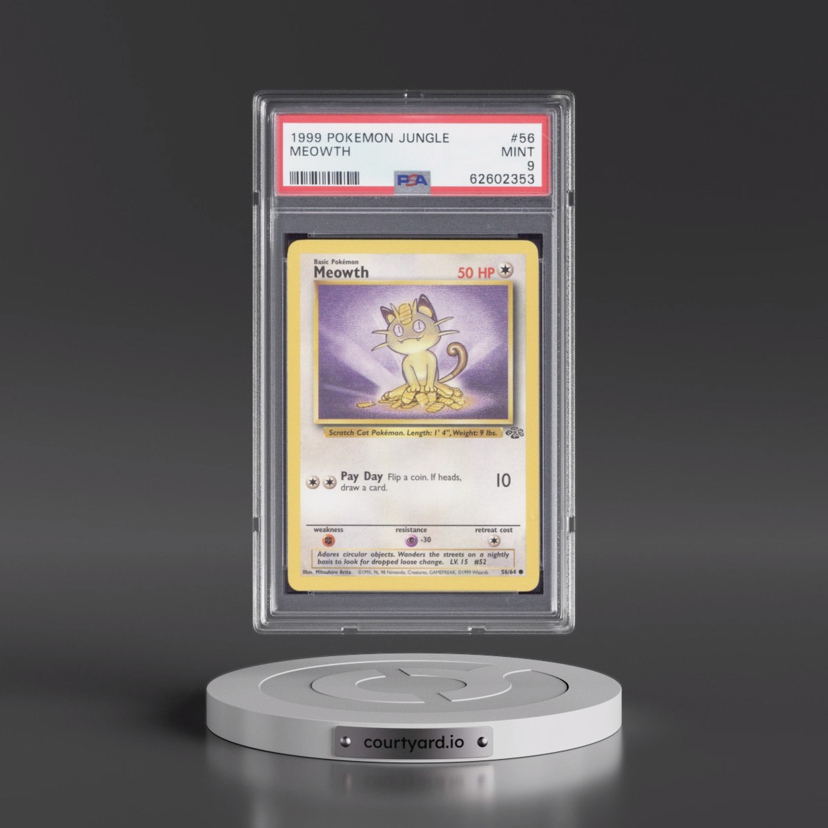 1999 Pokémon Jungle Meowth #56 PSA 9