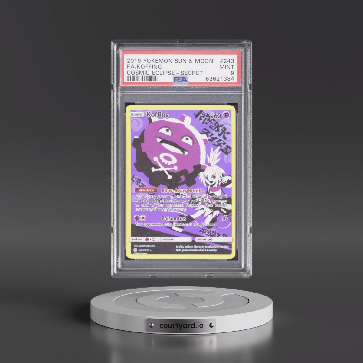 2019 Pokémon Sun & Moon Cosmic Eclipse #243 Koffing - Full Art Secret (PSA 9 MINT)