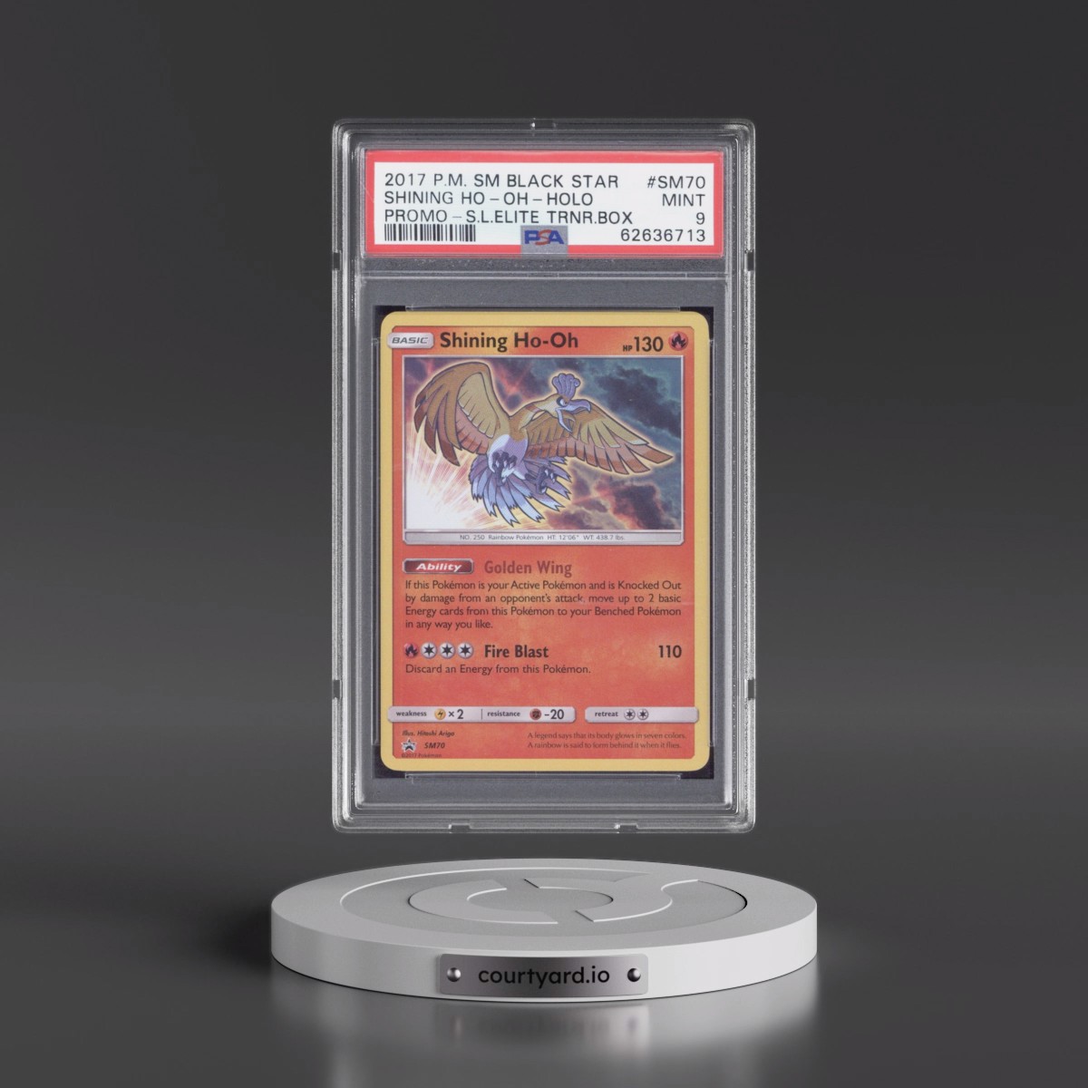 2017 Pokémon SM Black Star Promo #SM70 Shining HO-Oh - Holo Holo Shining Legends Elite Trainer Box (PSA 9 MINT)