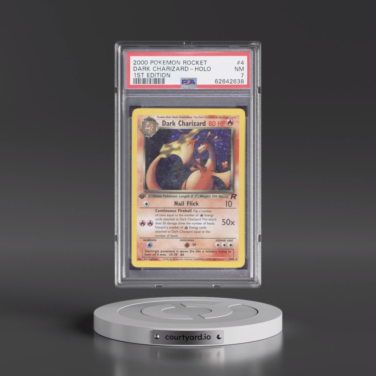 2000 Pokémon Rocket #4 Dark Charizard - 1st Edition Holo (PSA 7 NM)