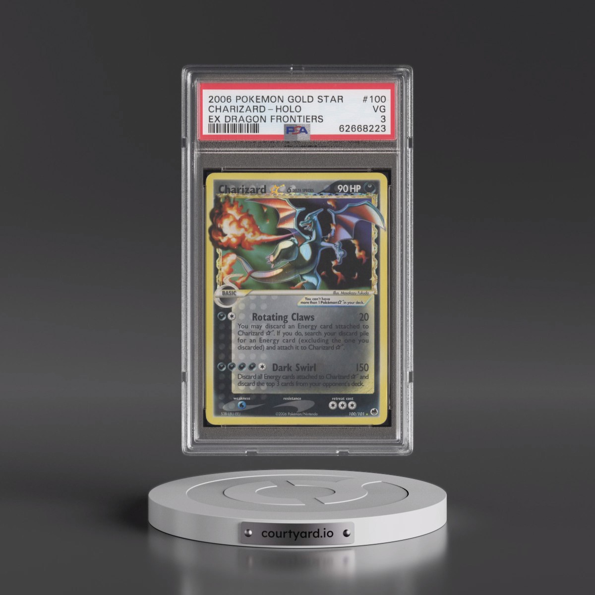 2006 Pokémon EX Dragon Frontiers #100 Charizard - Holo Gold Star (PSA 3 VG)