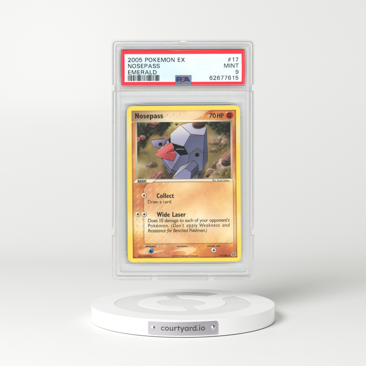 2005 EX Emerald #17 Nosepass (PSA 9 MINT)