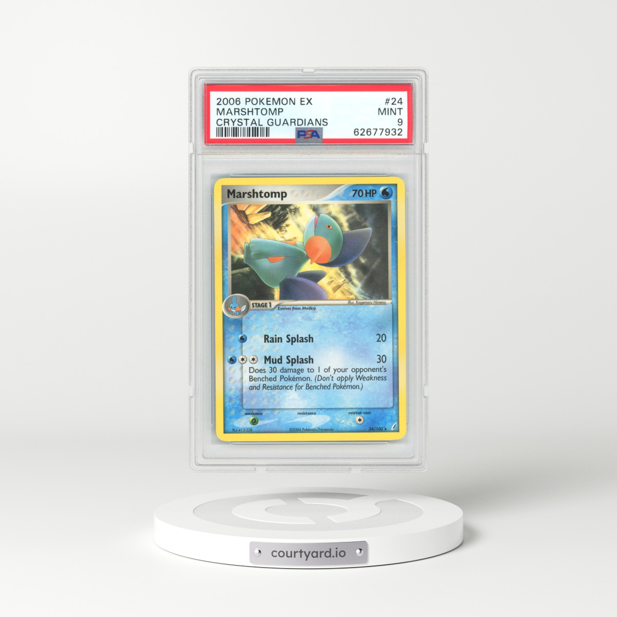 2006 EX Crystal Guardians #24 Marshtomp (PSA 9 MINT)