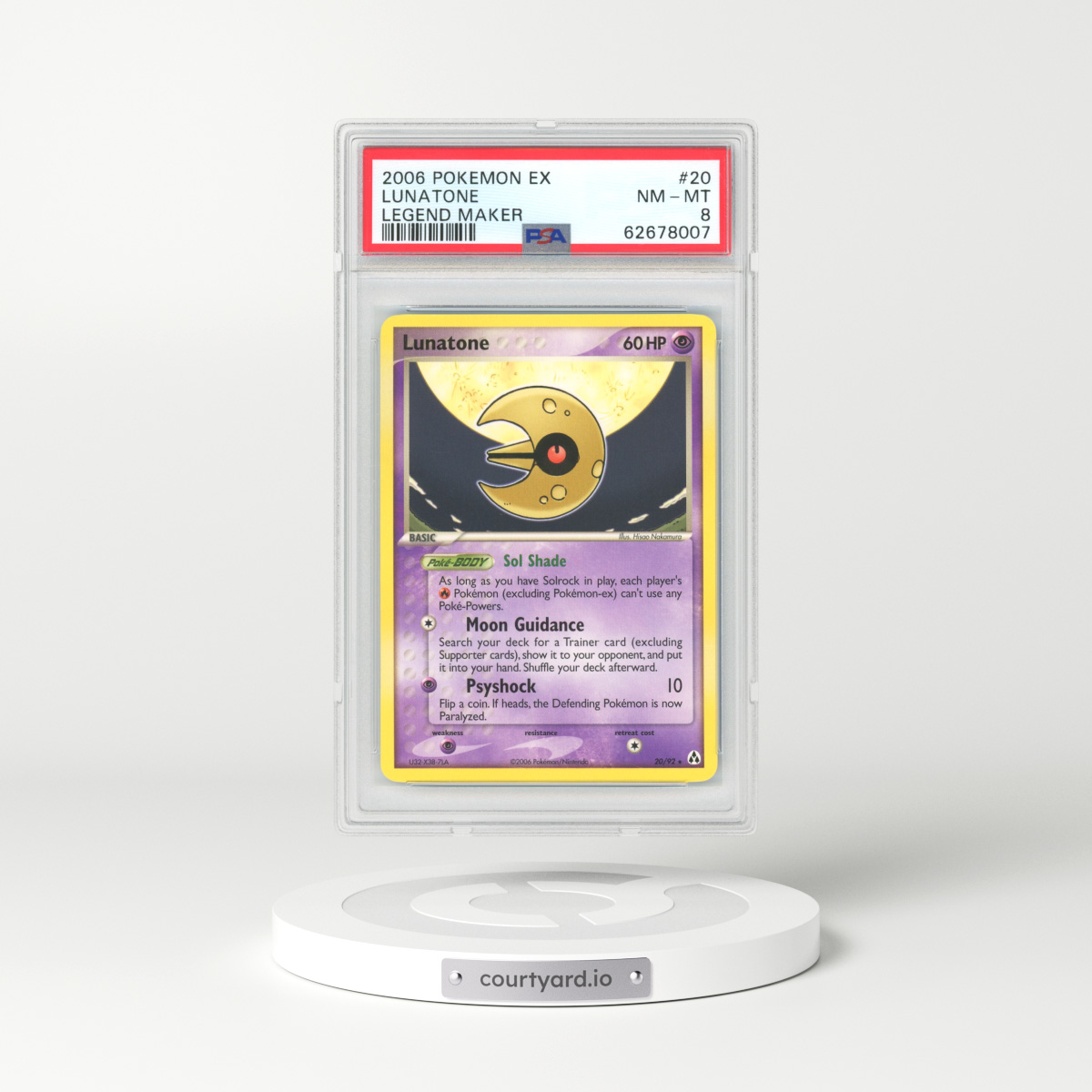 2006 EX Legend Maker #20 Lunatone (PSA 8 NM-MT)