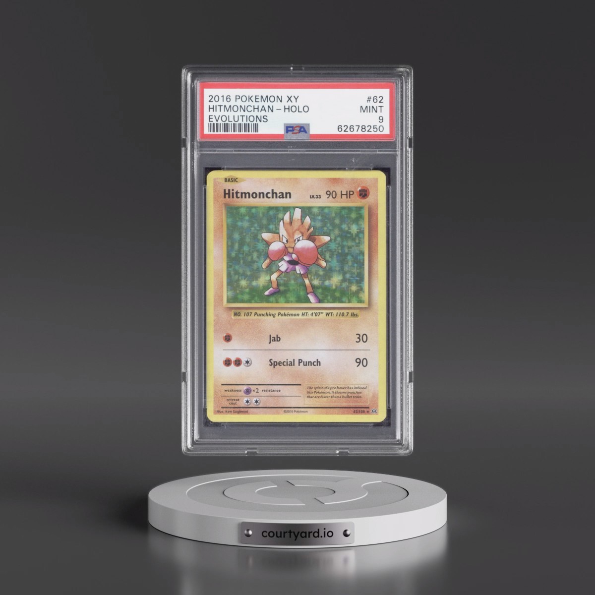 2016 Pokémon XY Evolutions #62 Hitmonchan - Holo (PSA 9 MINT)